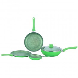 Wonderchef Royal Velvet Induction Base Aluminium Cookware Set, 5-Pieces, Green